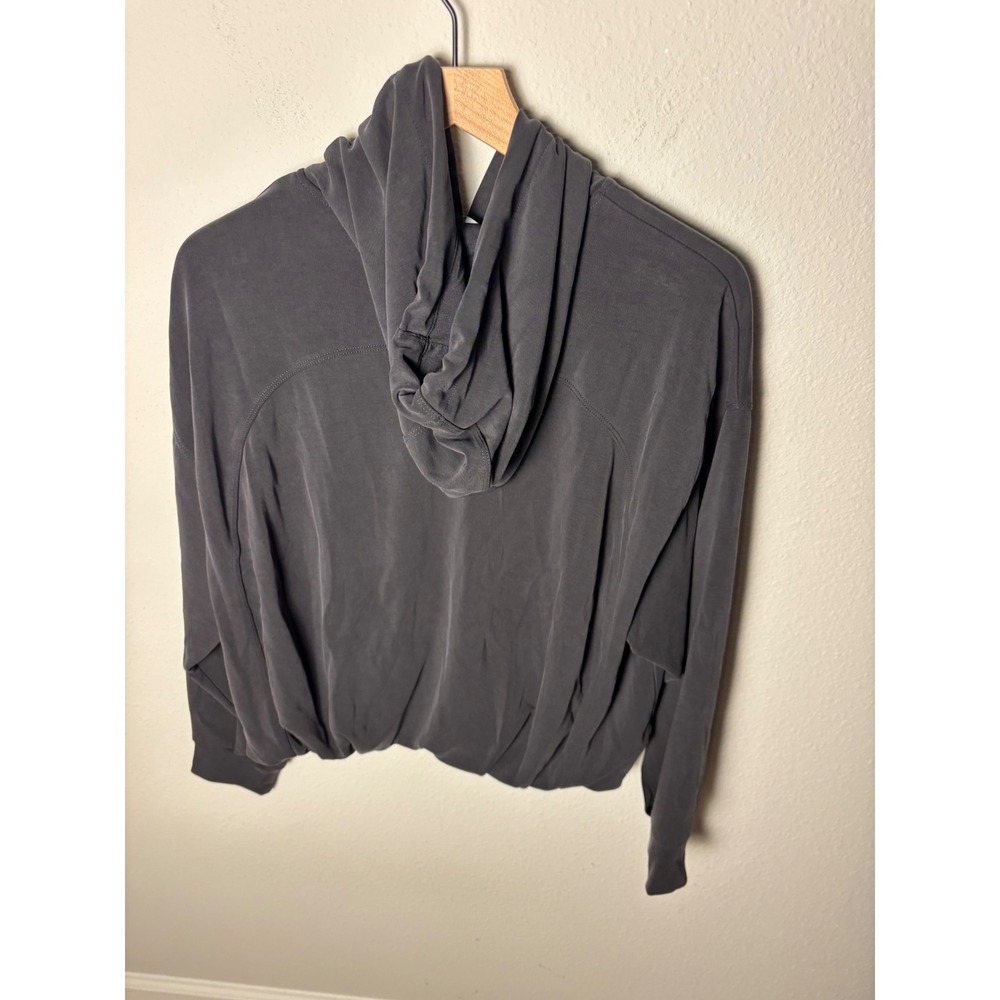 Athleta Seasoft Bubble Hem Hoodie Dark Gray Tencel Modal Sweatshirt Large - Picture 5 of 6
